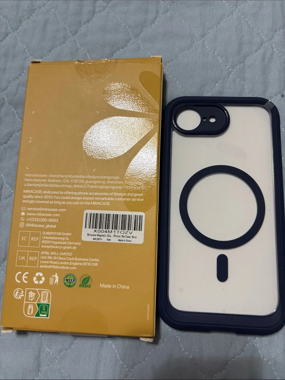 NIB Miracase Navy Blue iPhone Protective Case - iPhone 16 E Compatible